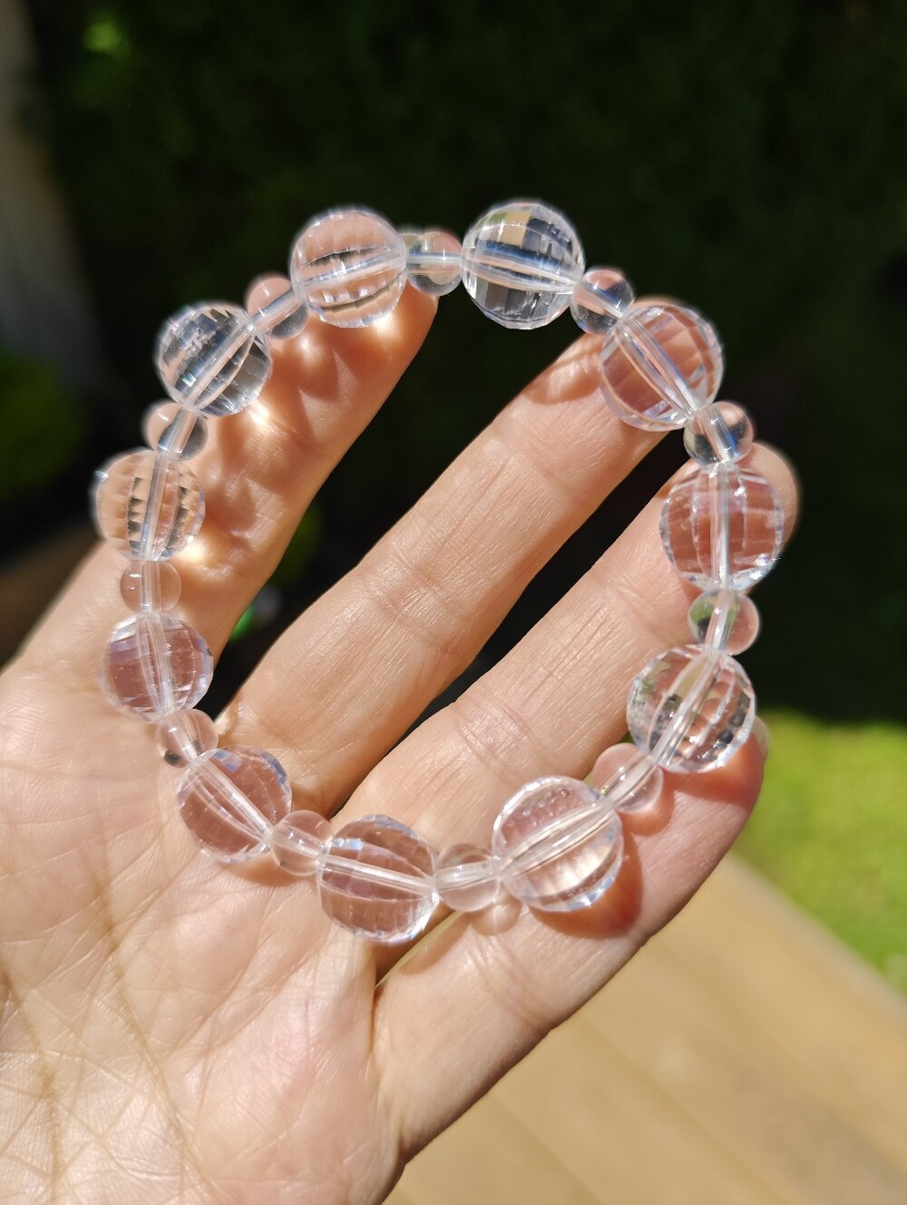 The Purifier: Exquisite Ribbed Pumpkin-Cut Clear Quartz Bracelet